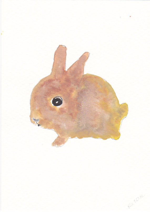Cute Little Bunny Watercolor Art Print Painting
